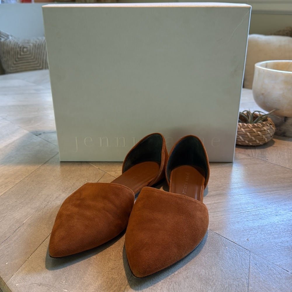 JENNI KAYNE d’Orsay Flats in Suede Vero Cuoio in Saddle (Camel) sz 37 RARE & EUC - Picture 3 of 11
